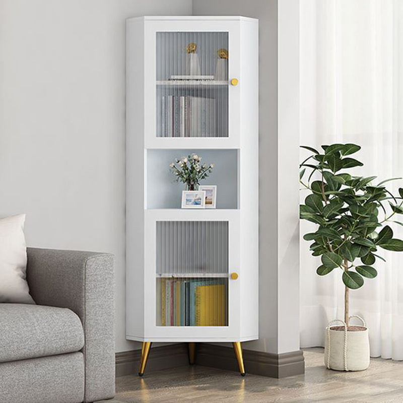 Corner Wood Accent Cabinet with 2 Door Contemporary Side Cabinet