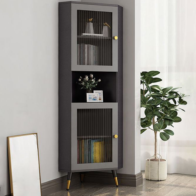 Corner Wood Accent Cabinet with 2 Door Contemporary Side Cabinet