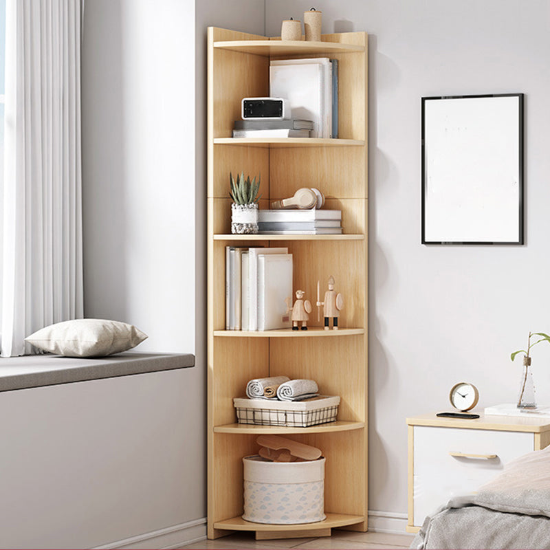 Corner Wood Accent Chest with Shelves Contemporary Side Cabinet