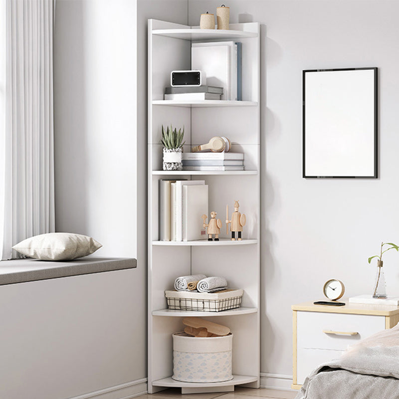 Corner Wood Accent Chest with Shelves Contemporary Side Cabinet