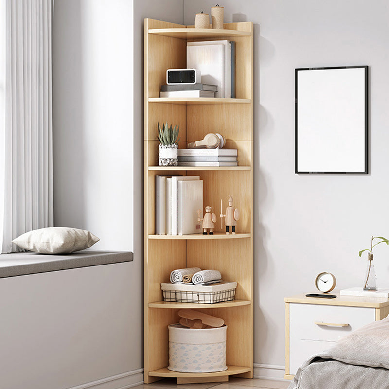 Corner Wood Accent Chest with Shelves Contemporary Side Cabinet