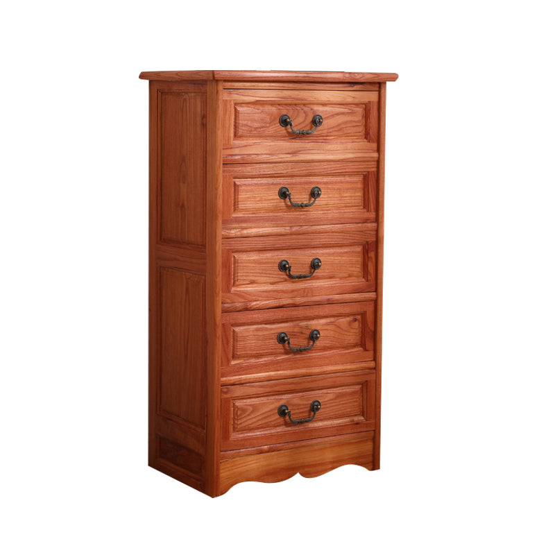 Mid-Century Modern Rectangle Brown Standard with Drawer Drop Handles Chest