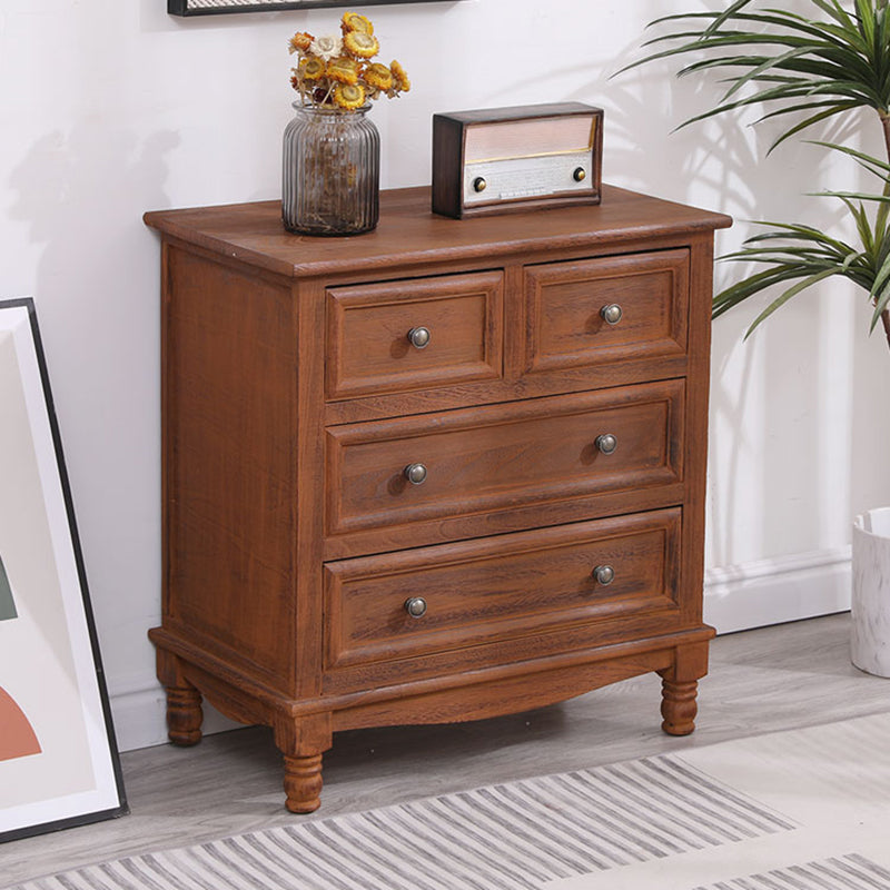 Mid-Century Modern Rectangle Brown Standard with Drawer Drop Handles Chest