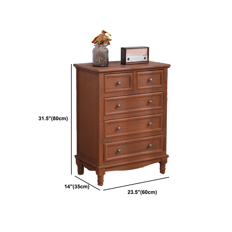 Mid-Century Modern Rectangle Brown Standard with Drawer Drop Handles Chest