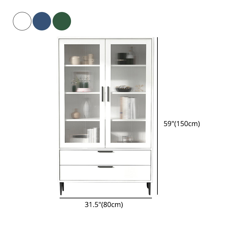 Contemporary Bar Pulls Accent Chest in White/ Blue/ Green with Steel Legs