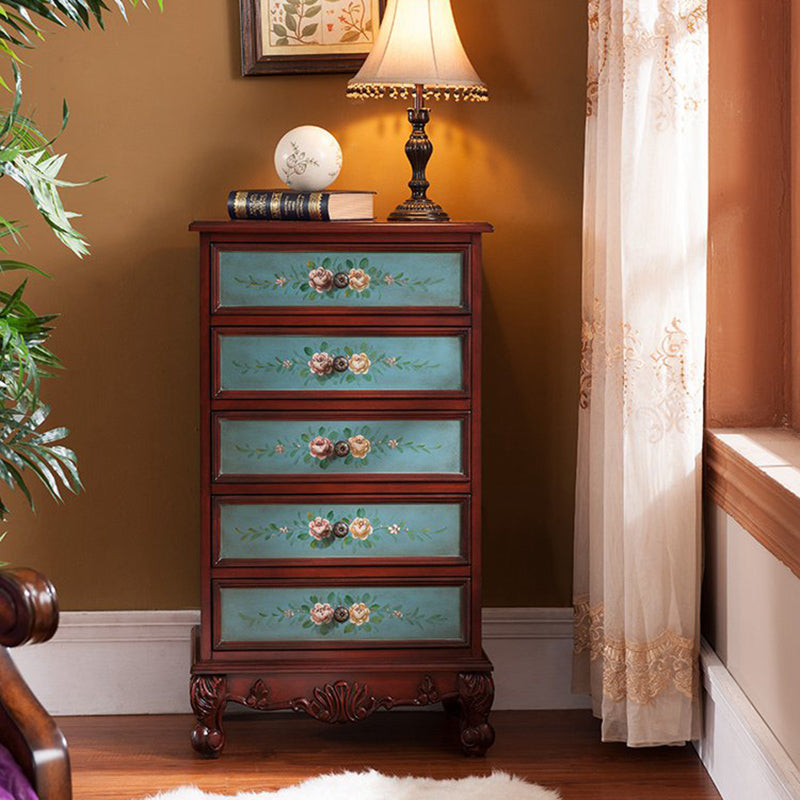 American Traditional Style Storage Chest Vertical Wood Dresser with Multi Drawers