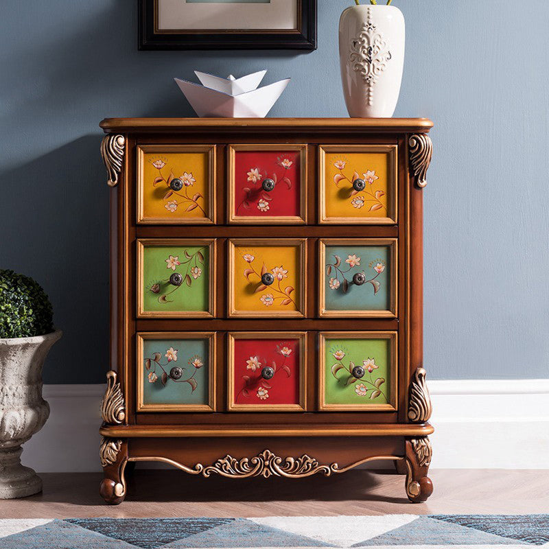 American Traditional Style Storage Chest Vertical Wood Dresser with Multi Drawers