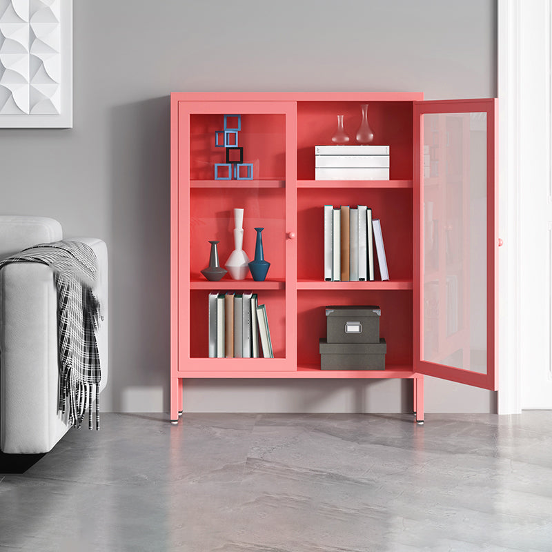 Modern Bookshelf Metal Closed Back Bookcase with Door for Office