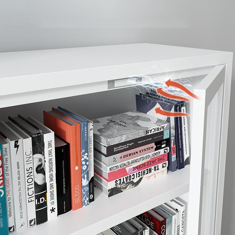 Modern Bookshelf Metal Closed Back Bookcase with Door for Office