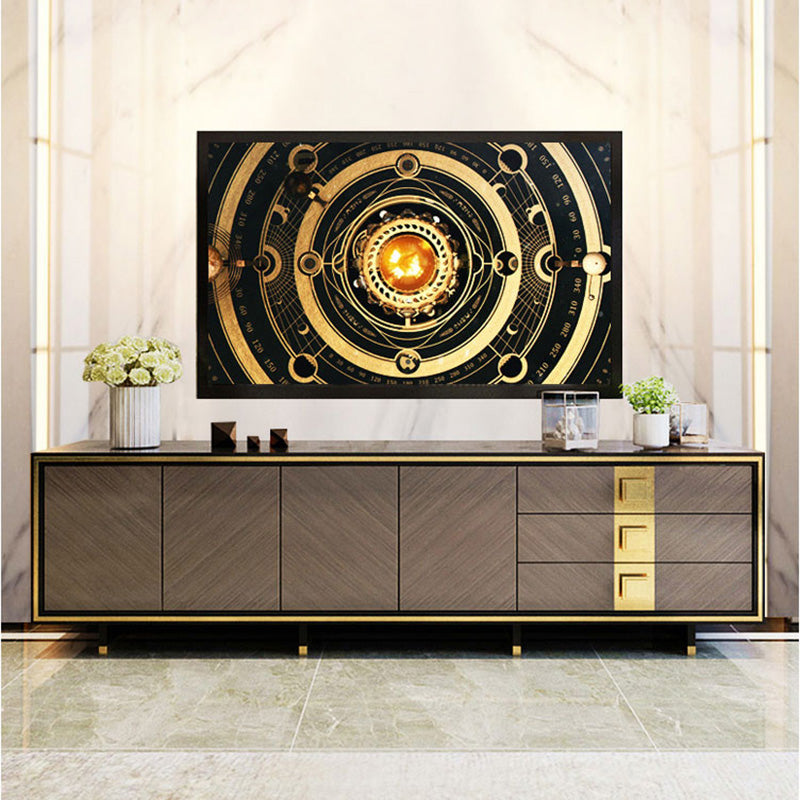 Luxury Style Rectangle TV Stand Glass Enclosed Storage TV Cabinet