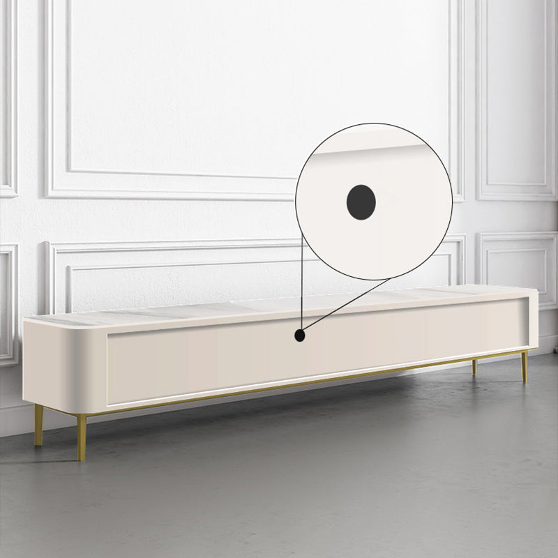 Stone Enclosed Storage TV Stand Glam Style TV Cabinet with 2 Drawers