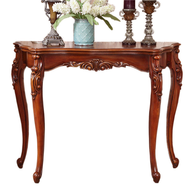 Solid Wood 31.49" H/33.46" H Dark Brown Table for Hall Free Form