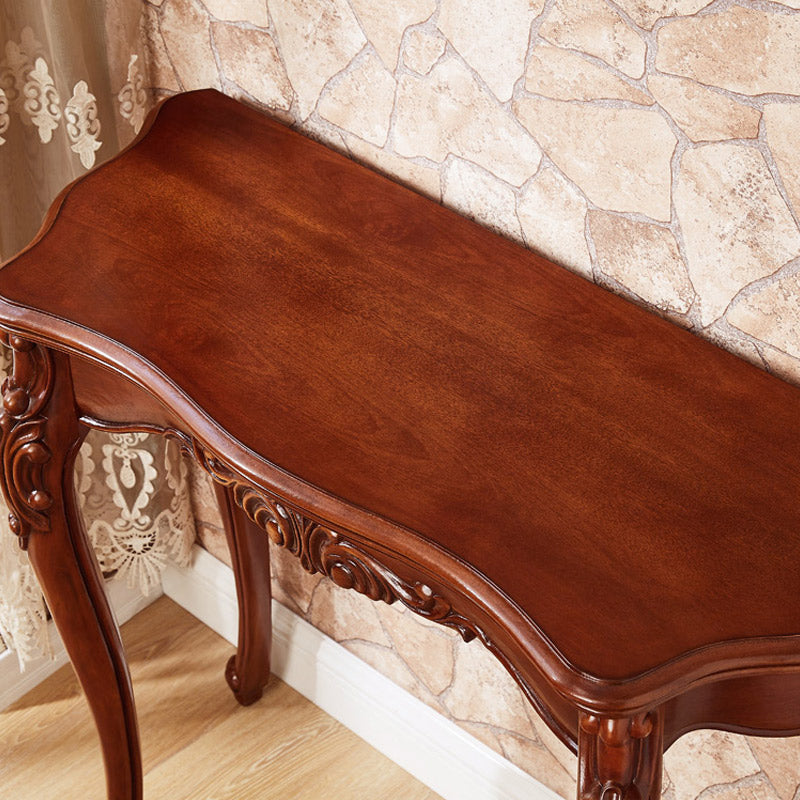 Solid Wood 31.49" H/33.46" H Dark Brown Table for Hall Free Form