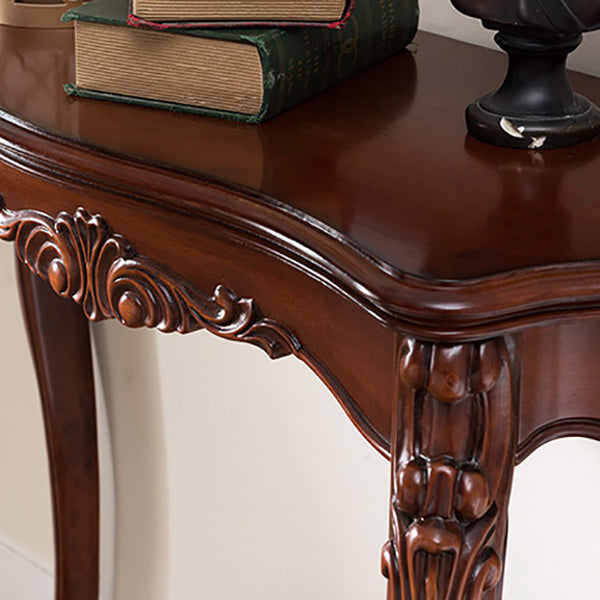 Solid Wood 31.49" H/33.46" H Dark Brown Table for Hall Free Form