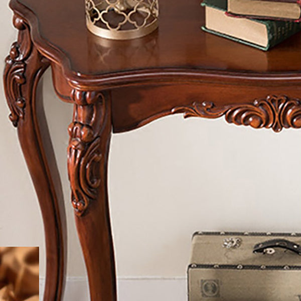 Solid Wood 31.49" H/33.46" H Dark Brown Table for Hall Free Form