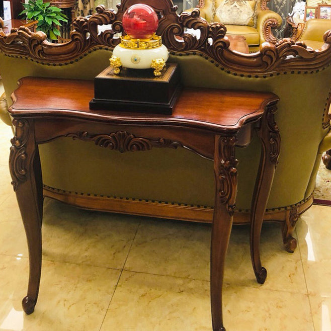 Solid Wood 31.49" H/33.46" H Dark Brown Table for Hall Free Form