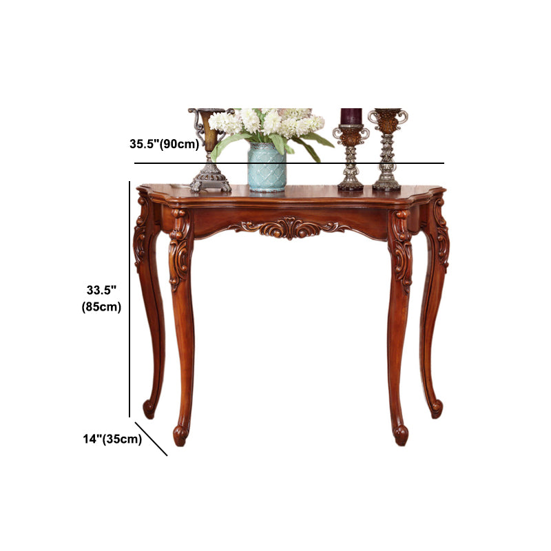 Solid Wood 31.49" H/33.46" H Dark Brown Table for Hall Free Form
