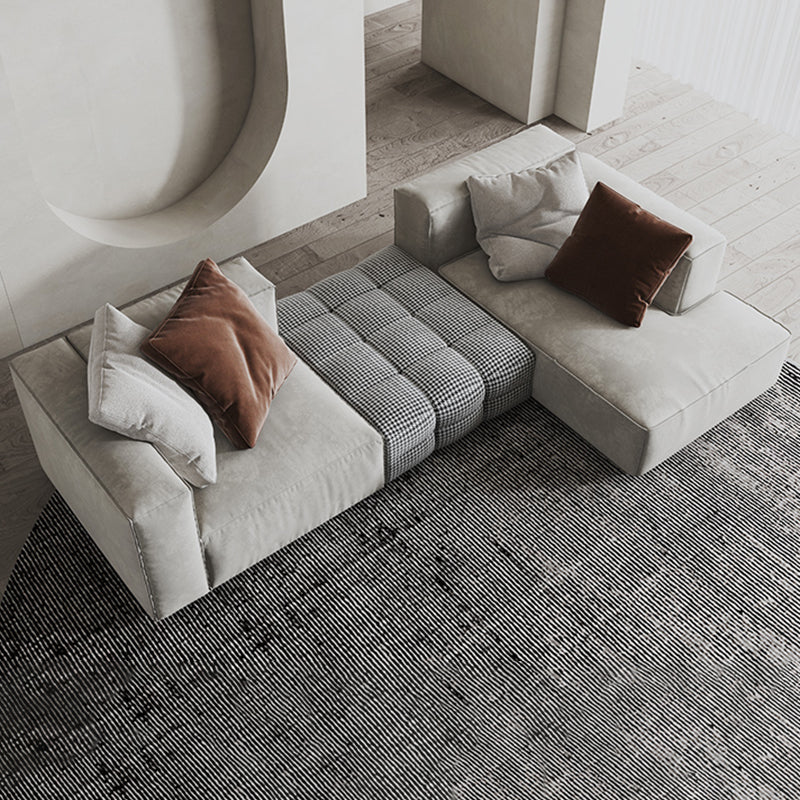 Square Arm Modern Cushion Back Velvet Living Room Sofa & Chaise