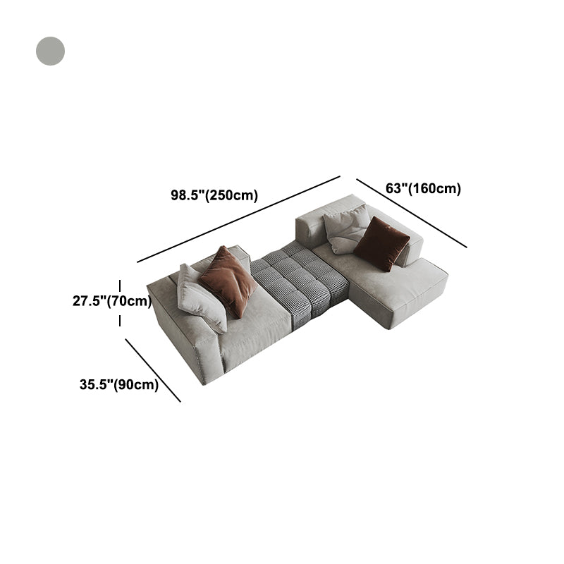 Square Arm Modern Cushion Back Velvet Living Room Sofa & Chaise