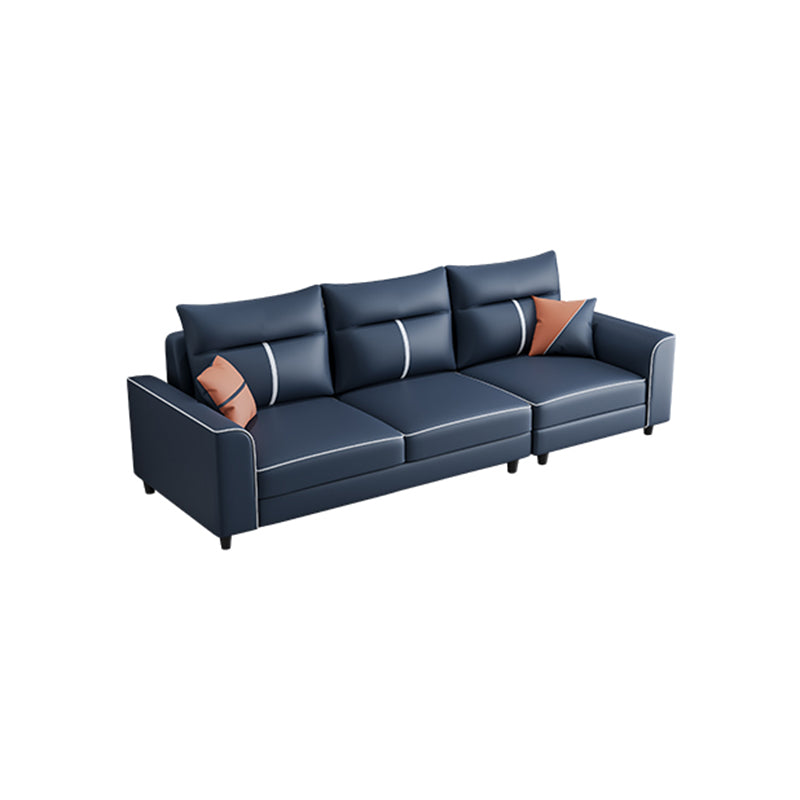 Square Arm Blue Removable Cushions Contemporary Stain-Resistant Sofa