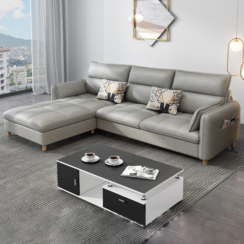 Reversible Modular Sofa with Pillow Top Arm and Storage for Apartment