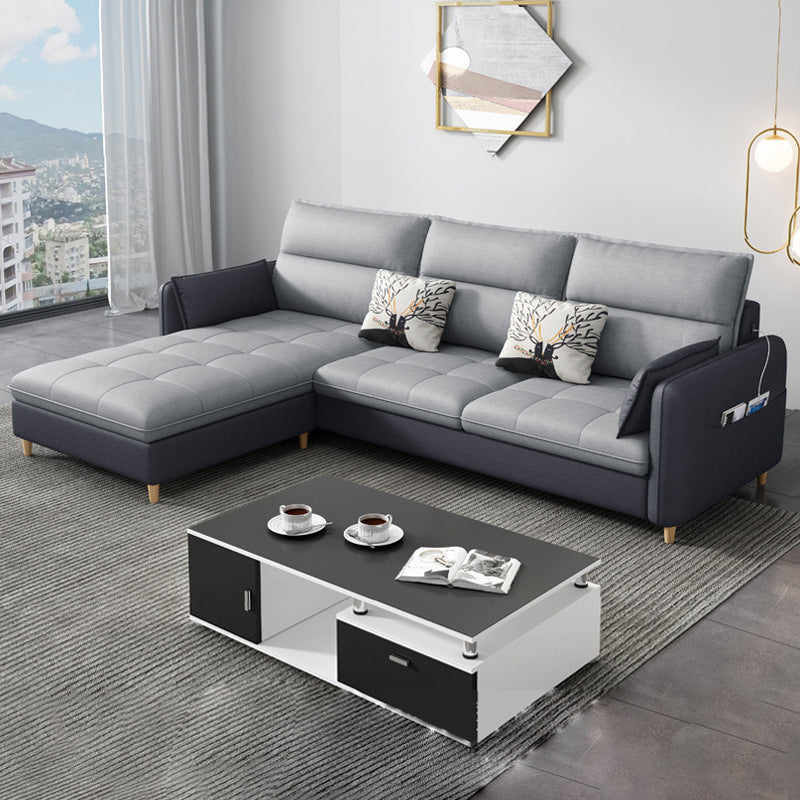 Reversible Modular Sofa with Pillow Top Arm and Storage for Apartment