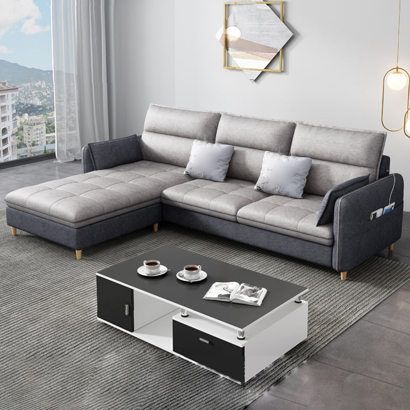 Reversible Modular Sofa with Pillow Top Arm and Storage for Apartment