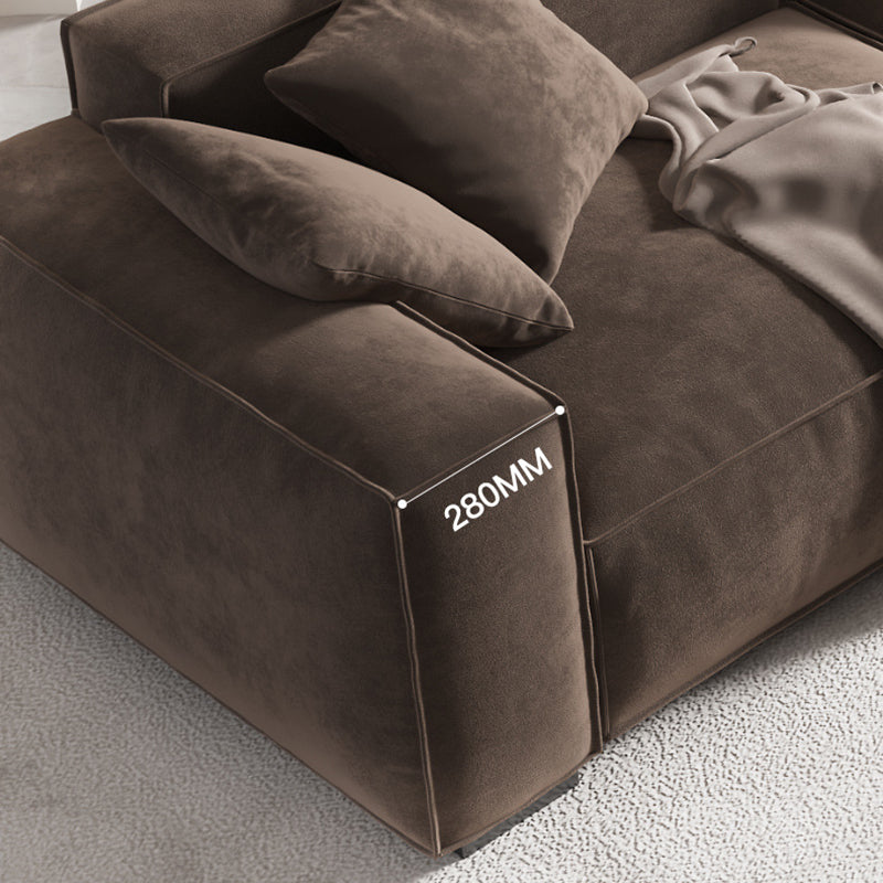 Brown Scandinavian Sectional/Sofa with Square Arm for Apartment