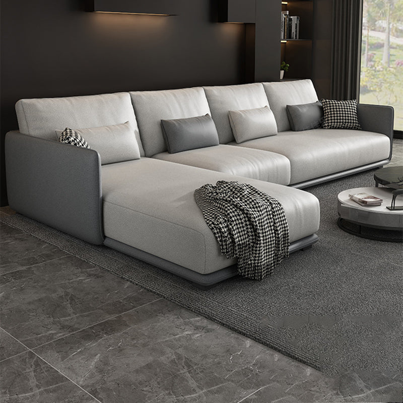 Faux Leather Sectional/Sofa with Pillow Back and Square Arms