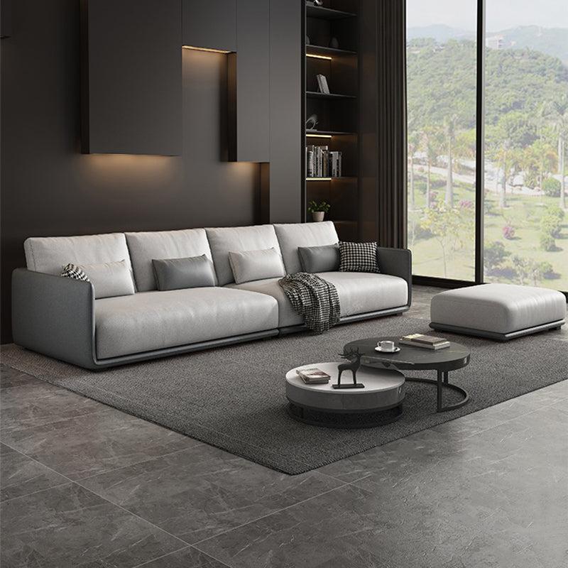 Faux Leather Sectional/Sofa with Pillow Back and Square Arms