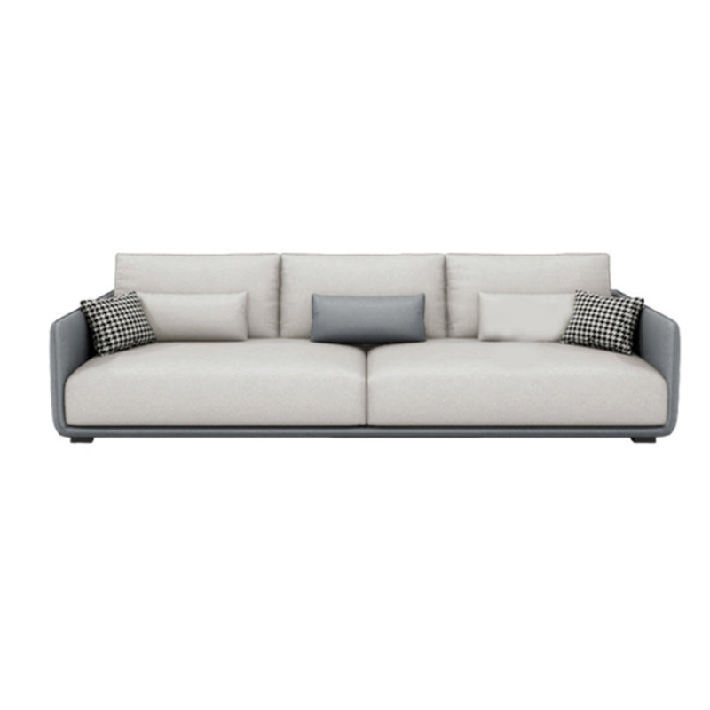 Faux Leather Sectional/Sofa with Pillow Back and Square Arms