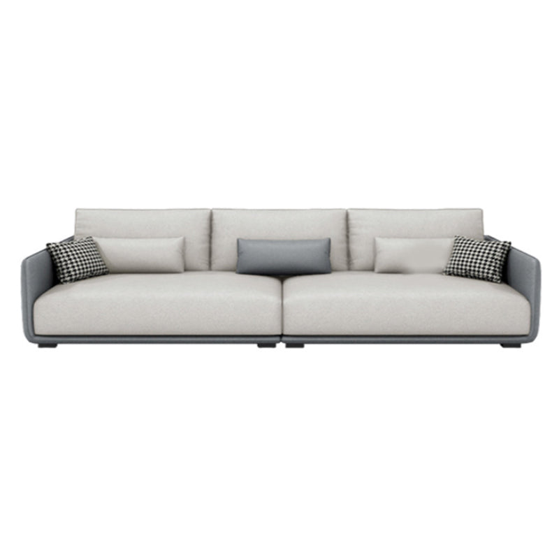 Faux Leather Sectional/Sofa with Pillow Back and Square Arms