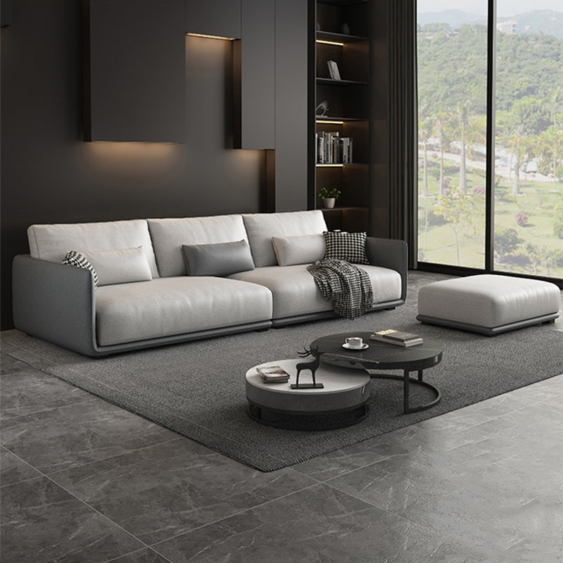 Faux Leather Sectional/Sofa with Pillow Back and Square Arms