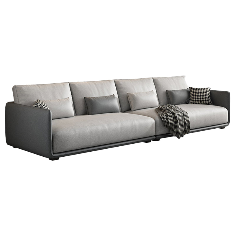 Faux Leather Sectional/Sofa with Pillow Back and Square Arms