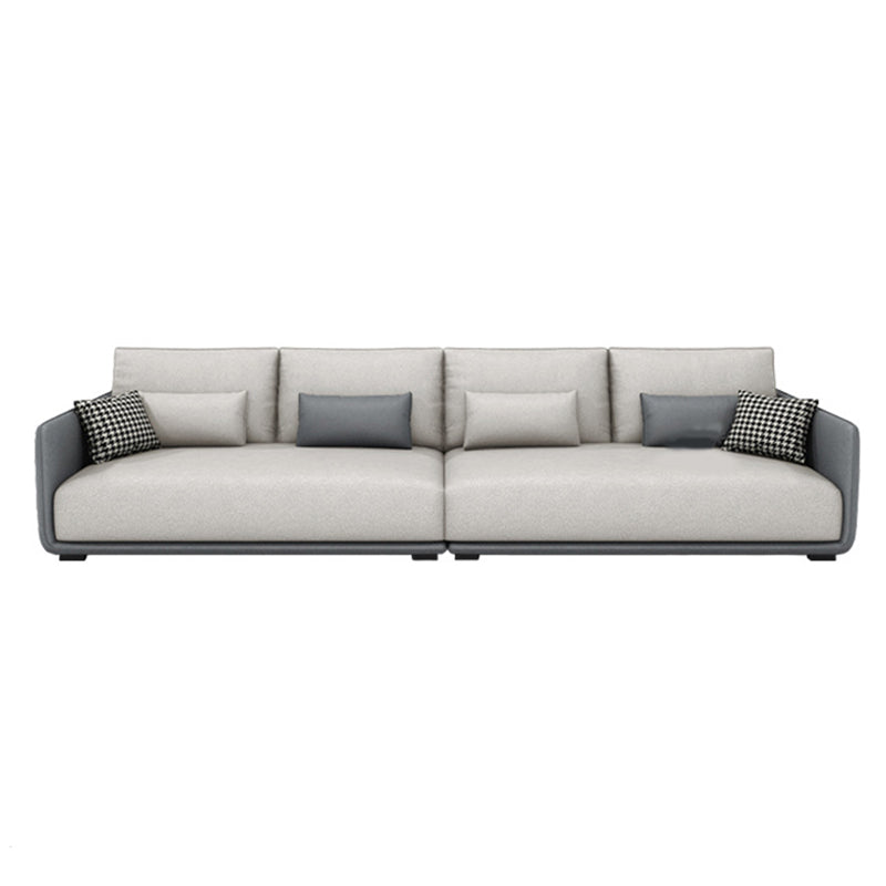 Faux Leather Sectional/Sofa with Pillow Back and Square Arms
