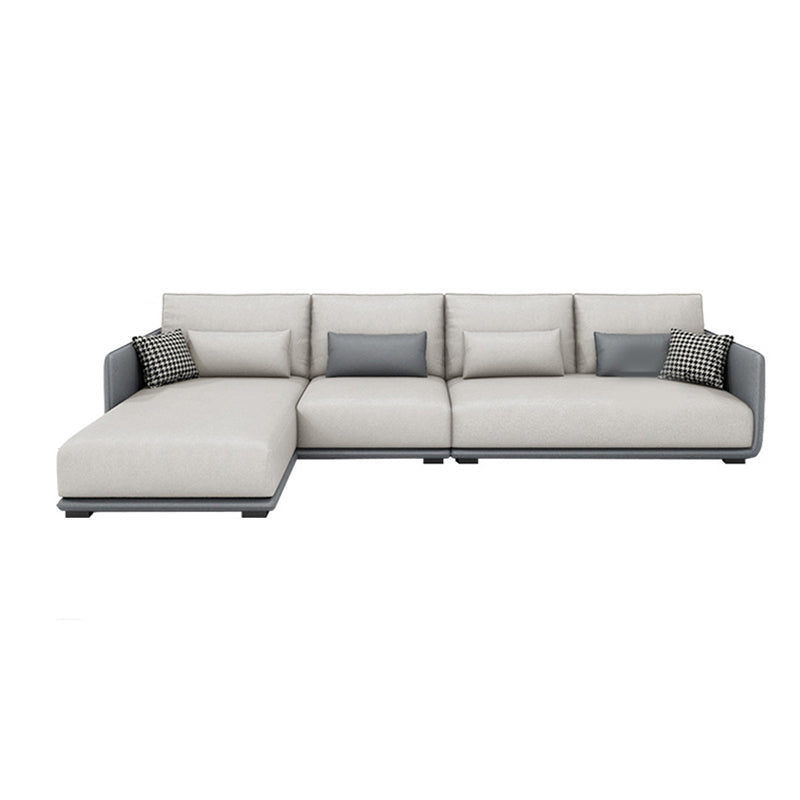 Faux Leather Sectional/Sofa with Pillow Back and Square Arms