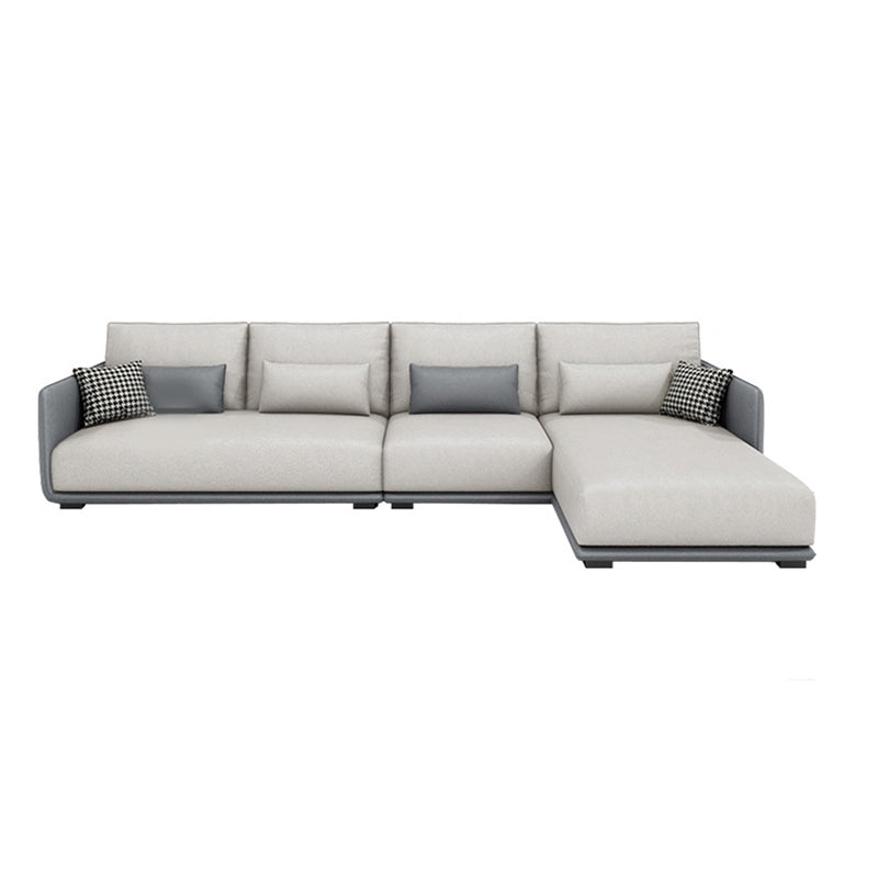 Faux Leather Sectional/Sofa with Pillow Back and Square Arms