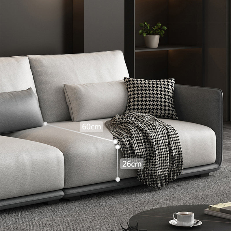 Faux Leather Sectional/Sofa with Pillow Back and Square Arms
