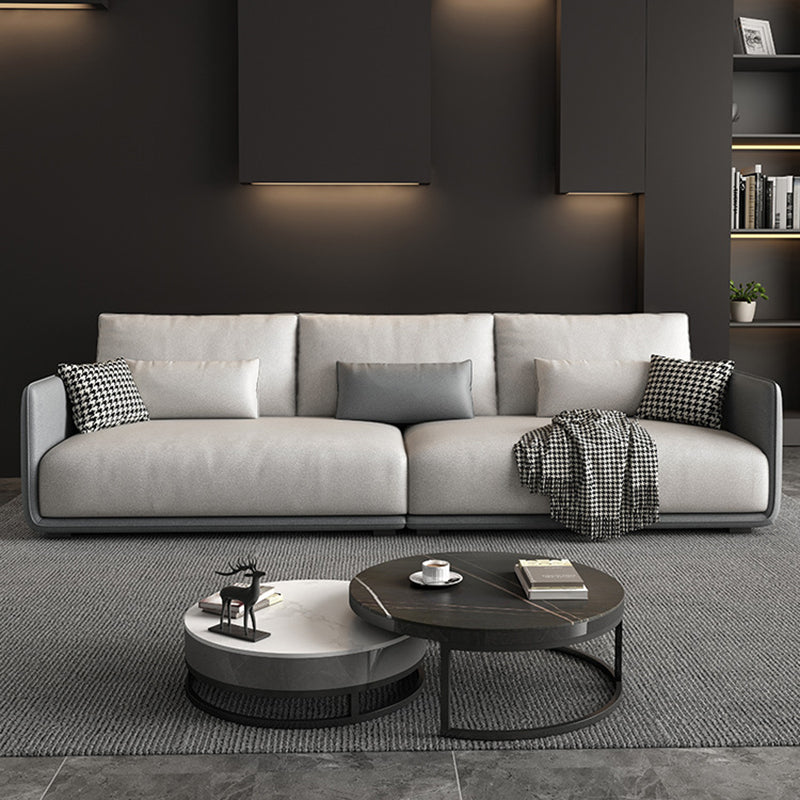 Faux Leather Sectional/Sofa with Pillow Back and Square Arms