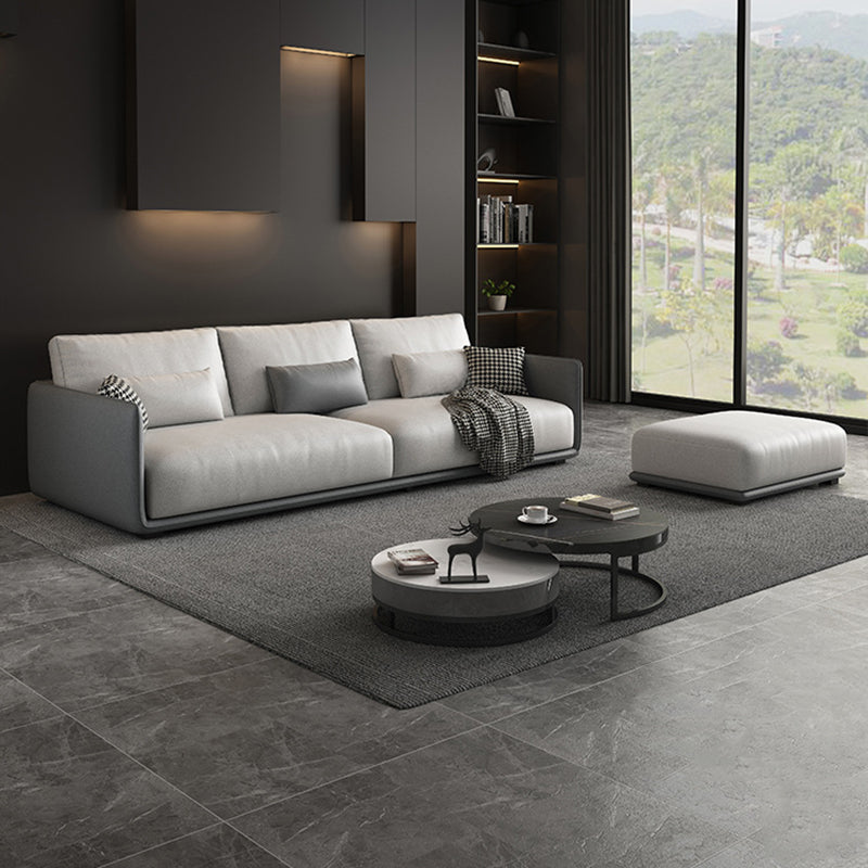 Faux Leather Sectional/Sofa with Pillow Back and Square Arms