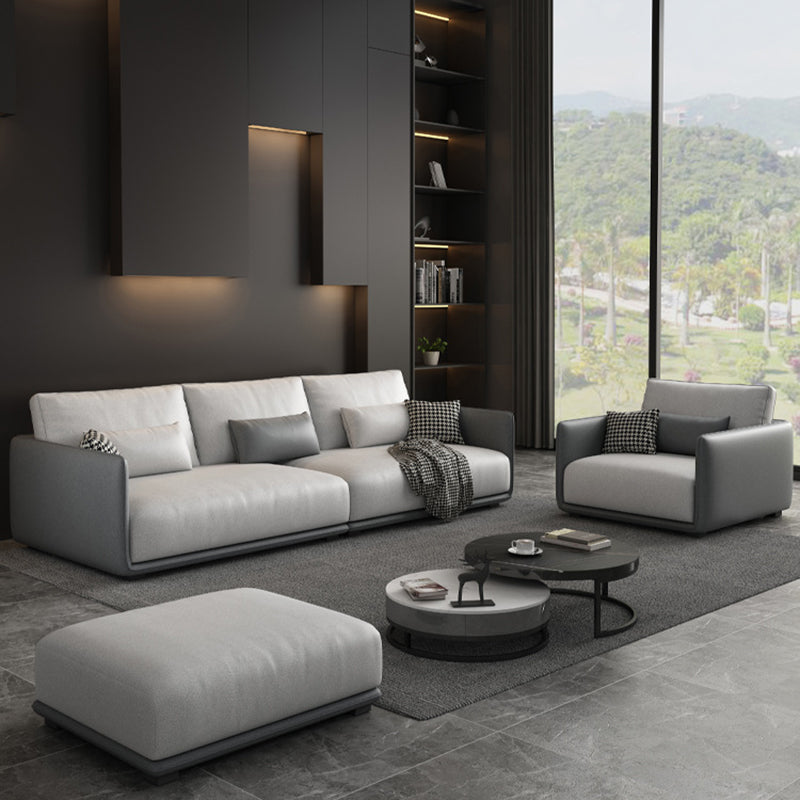 Faux Leather Sectional/Sofa with Pillow Back and Square Arms