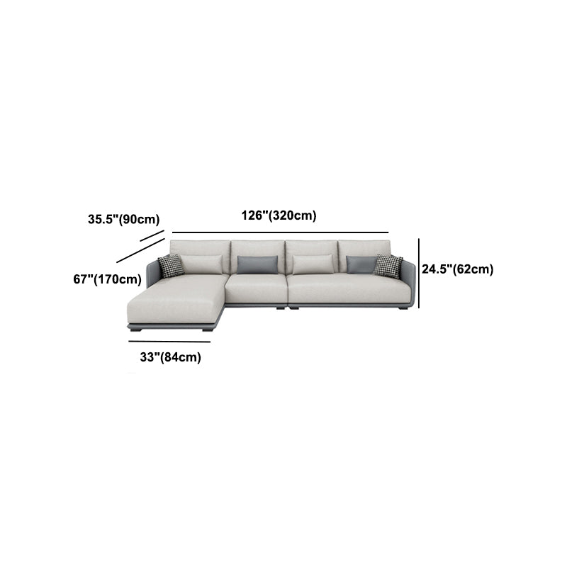 Faux Leather Sectional/Sofa with Pillow Back and Square Arms