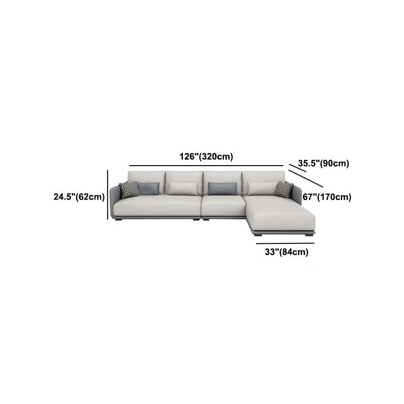 Faux Leather Sectional/Sofa with Pillow Back and Square Arms
