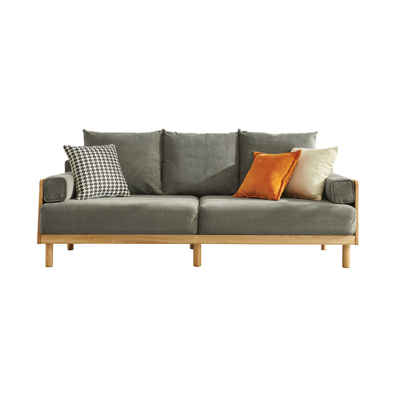 Stationary Slipcovered 3-seater Square Arm Pillows Modern Sofa