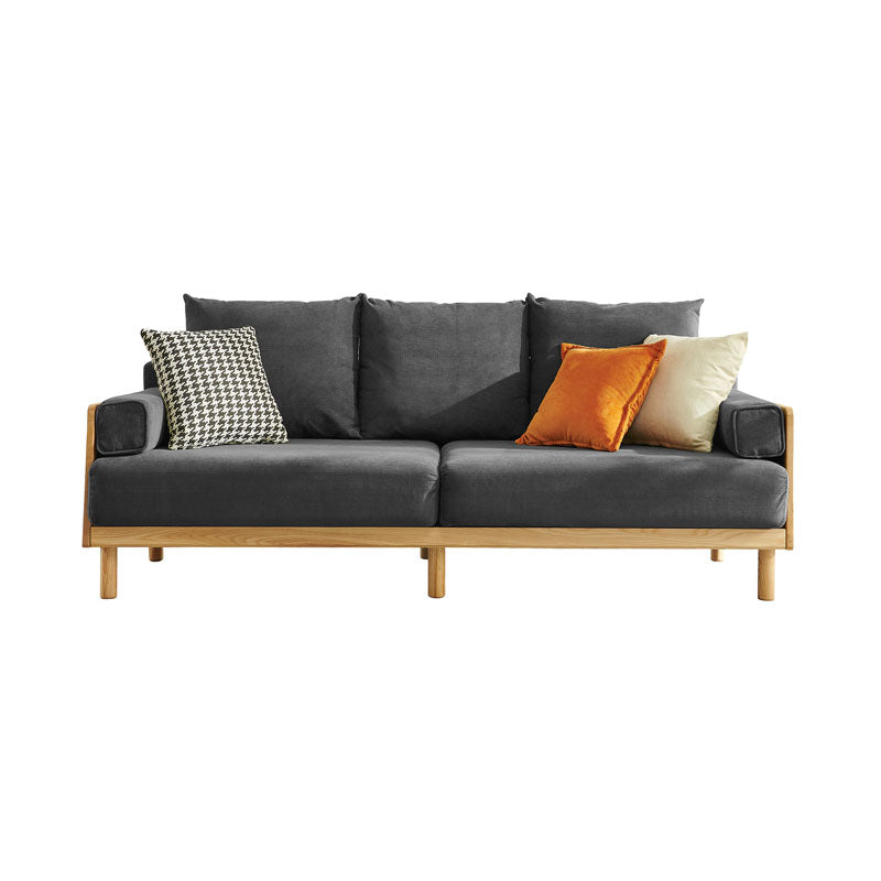 Stationary Slipcovered 3-seater Square Arm Pillows Modern Sofa