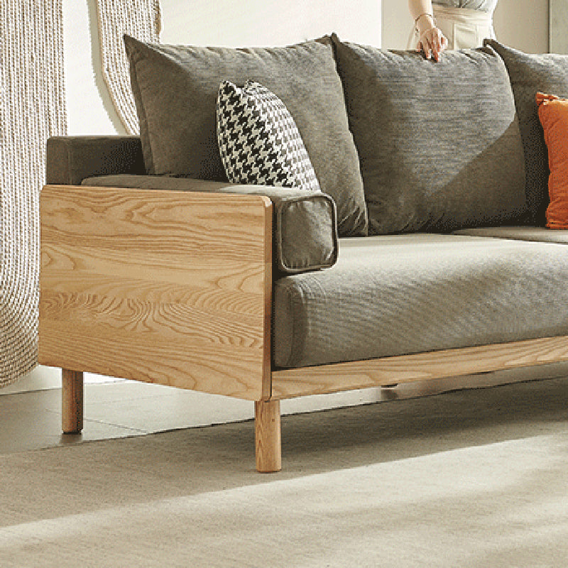 Stationary Slipcovered 3-seater Square Arm Pillows Modern Sofa