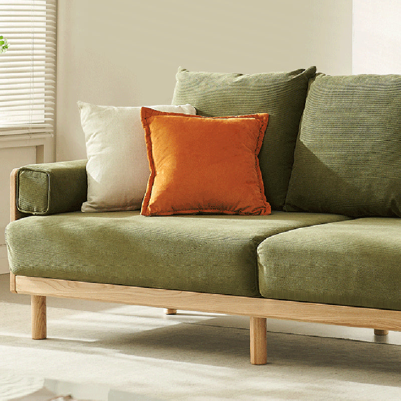 Stationary Slipcovered 3-seater Square Arm Pillows Modern Sofa
