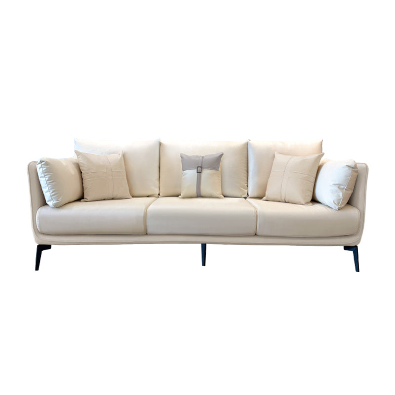 Stationary Stain Resistant Faux Leather Living Room Pillow Top Arm Modern Sofa
