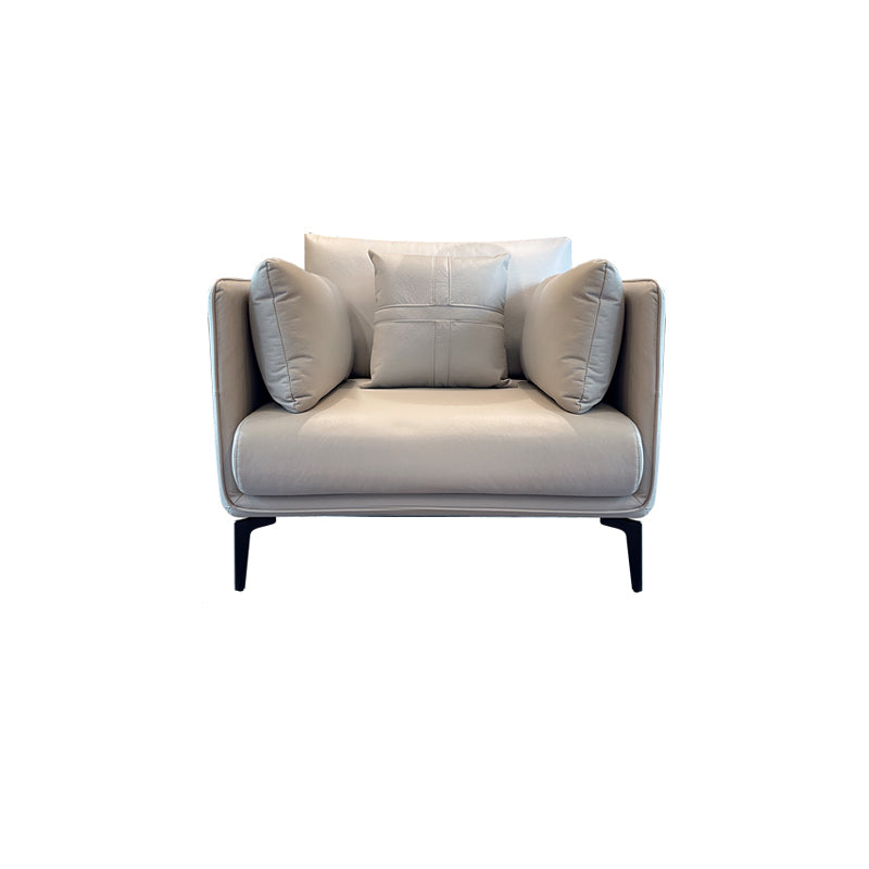 Stationary Stain Resistant Faux Leather Living Room Pillow Top Arm Modern Sofa