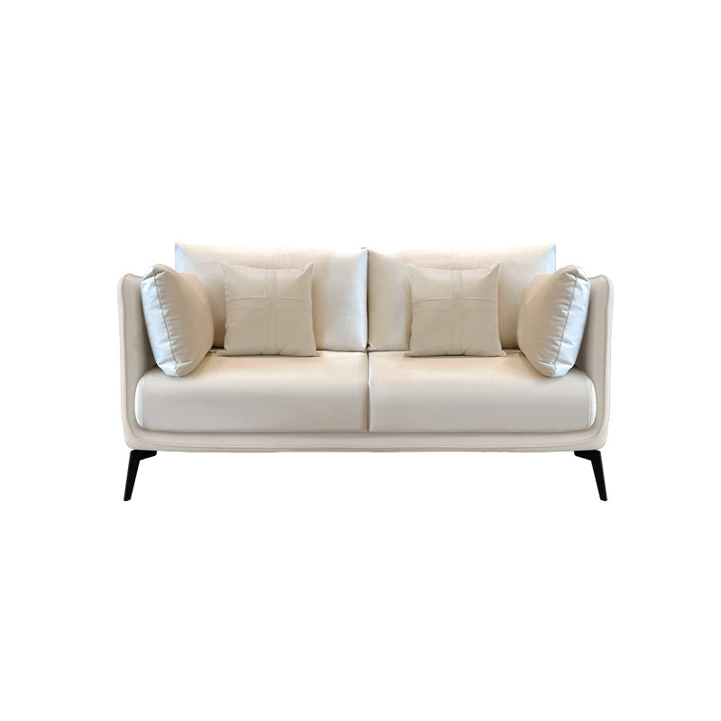 Stationary Stain Resistant Faux Leather Living Room Pillow Top Arm Modern Sofa